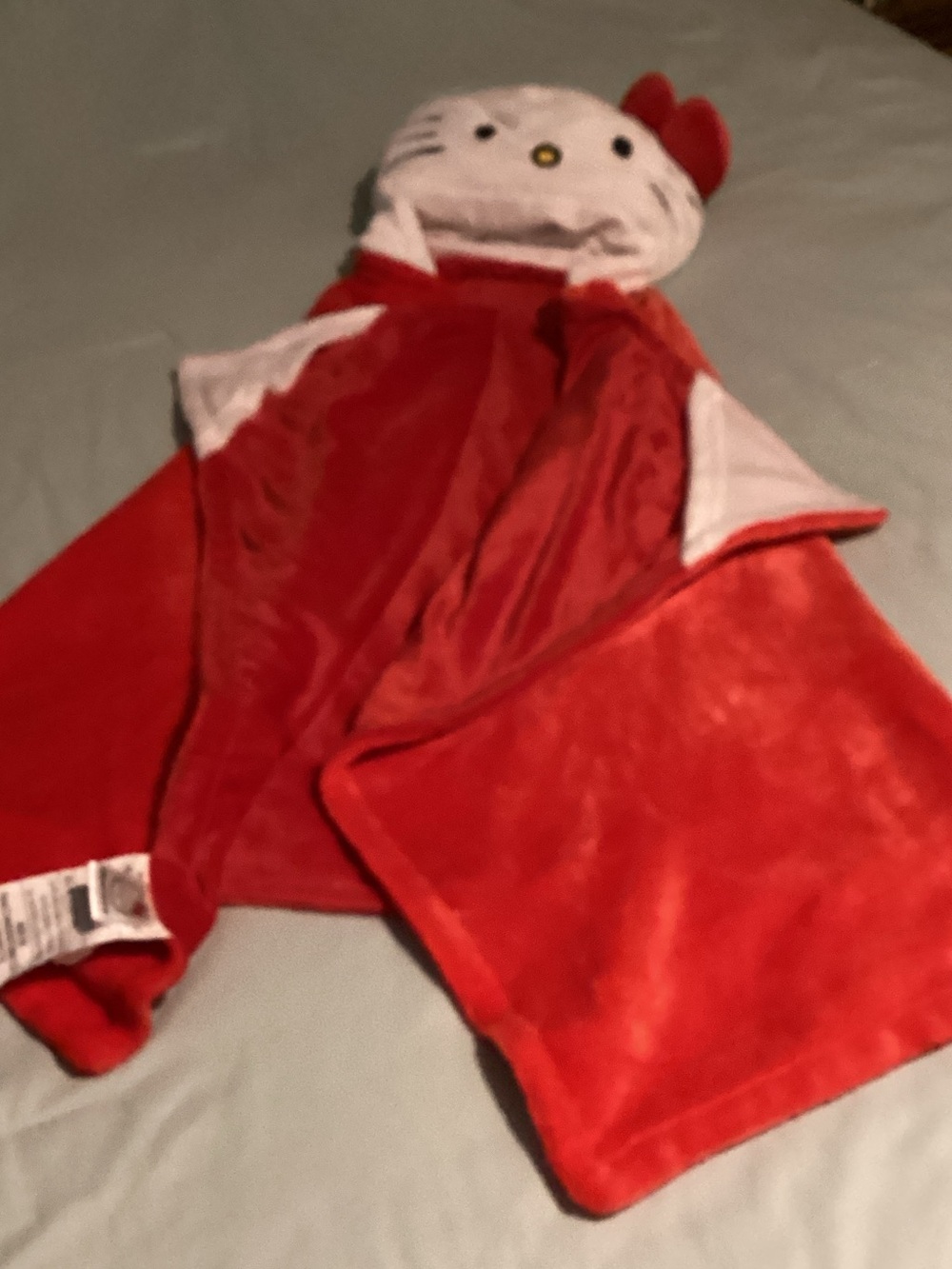 Sanrio Hello Kitty Red Plush Hooded Throw with Bow